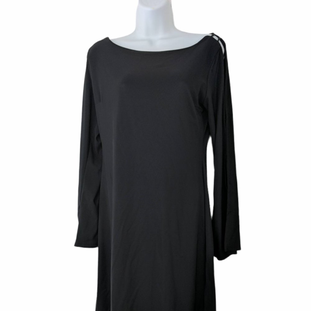 Luly K Heavy Weight Black Stretch Dress with Slit Sleeves Size XL